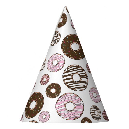 Muster der Donuts, rosa Donuts, braune Donuts Partyhütchen (Links)