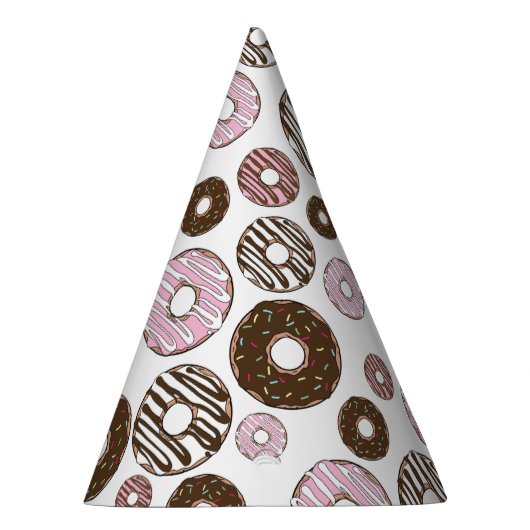 Muster der Donuts, rosa Donuts, braune Donuts Partyhütchen (Rechts)