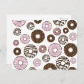 Muster der Donuts, rosa Donuts, braune Donuts Postkarte (Vorne/Hinten)