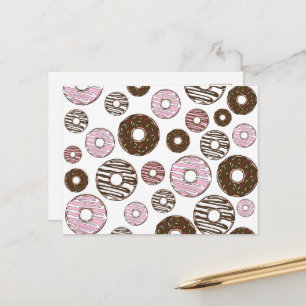 Muster der Donuts, rosa Donuts, braune Donuts Postkarte
