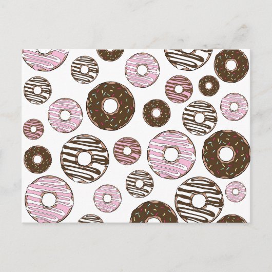 Muster der Donuts, rosa Donuts, braune Donuts Postkarte (Vorderseite)