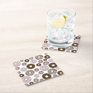 Muster der Donuts, rosa Donuts, braune Donuts Rechteckiger Pappuntersetzer