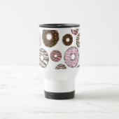 Muster der Donuts, rosa Donuts, braune Donuts Reisebecher (Mittel)