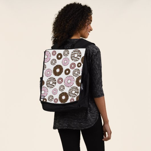 Muster der Donuts, rosa Donuts, braune Donuts Rucksack (Ausgewaschen)