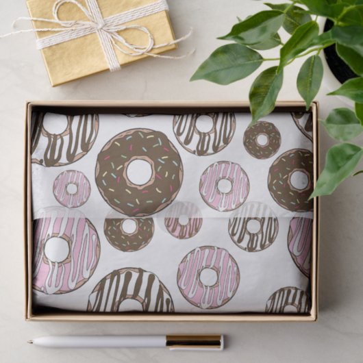 Muster der Donuts, rosa Donuts, braune Donuts Seidenpapier (Geschenk)