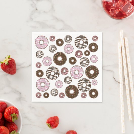 Muster der Donuts, rosa Donuts, braune Donuts Serviette (Beispiel)