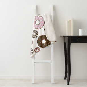 Muster der Donuts, rosa Donuts, braune Donuts Sherpadecke
