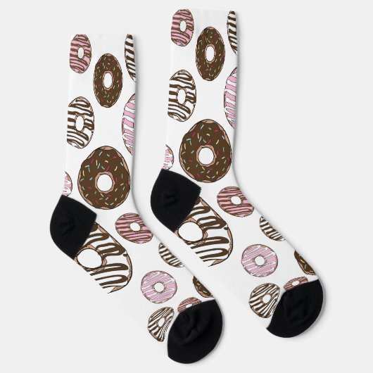 Muster der Donuts, rosa Donuts, braune Donuts Socken (Rechts)