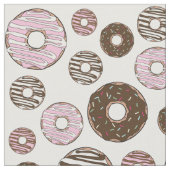 Muster der Donuts, rosa Donuts, braune Donuts Stoff (Nahaufnahme)