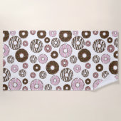 Muster der Donuts, rosa Donuts, braune Donuts Strandtuch (Vorderseite)
