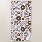 Muster der Donuts, rosa Donuts, braune Donuts Strandtuch (Vorderseite)