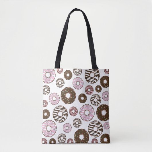 Muster der Donuts, rosa Donuts, braune Donuts Tasche (Vorderseite)