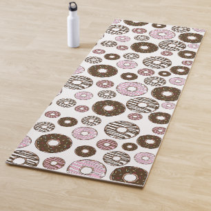 Muster der Donuts, rosa Donuts, braune Donuts Yogamatte