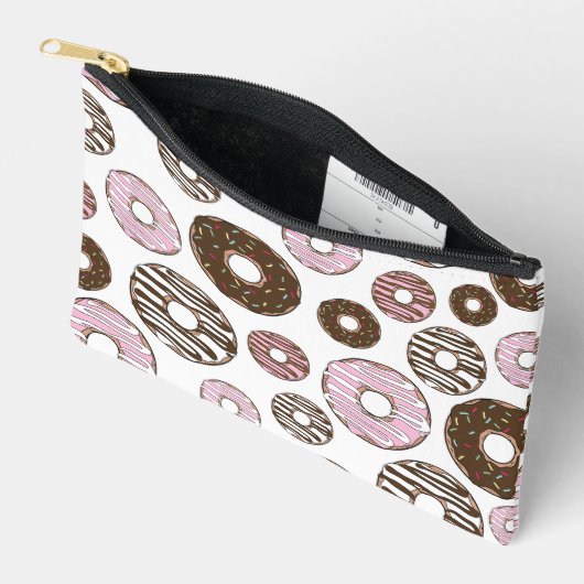 Muster der Donuts, rosa Donuts, braune Donuts Zubehörtasche (Offen)