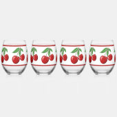Muster der Doppelroten Kirschen Weinglas Ohne Stiel (Vorderseite)