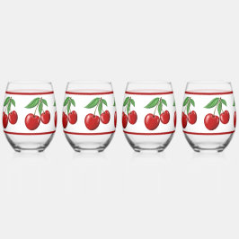 Muster der Doppelroten Kirschen Weinglas Ohne Stiel