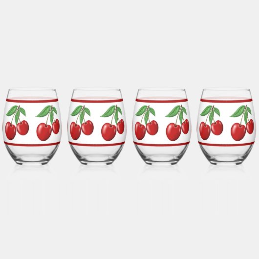 Muster der Doppelroten Kirschen Weinglas Ohne Stiel (Rechts)