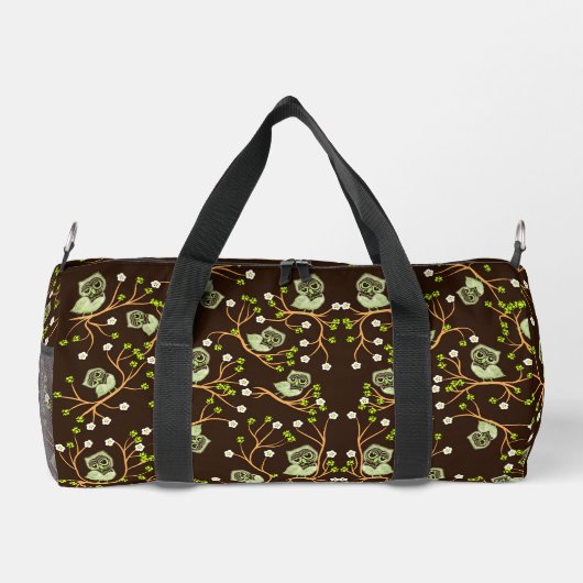 Muster der Eulen und Blume Duffle Bag (Rückseite)