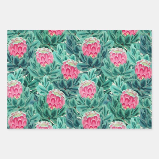 Muster der exotischen Protea-Blume Geschenkpapier Set (Vorderseite 2)