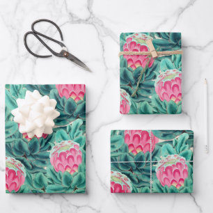 Muster der exotischen Protea-Blume Geschenkpapier Set