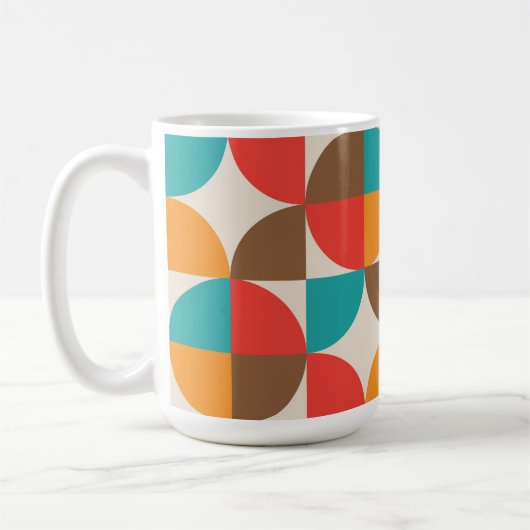 Muster der farbenfrohen Halbkreise des Mitteljahrh Kaffeetasse (Links)