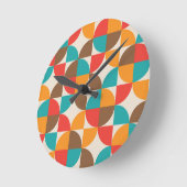 Muster der farbenfrohen Halbkreise des Mitteljahrh Runde Wanduhr (Winkel)
