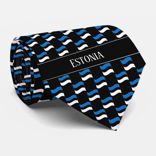 Muster der Flagge Wavy Estland Krawatte (Gerollt)