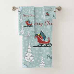 Muster der frohen Weihnachten Badhandtuch Set