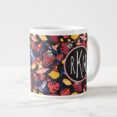 Muster der Frösche| Monogramm Jumbo-Tasse (Vorderseite Rechts)