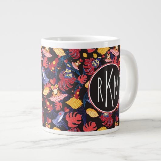 Muster der Frösche| Monogramm Jumbo-Tasse (Vorderseite Rechts)