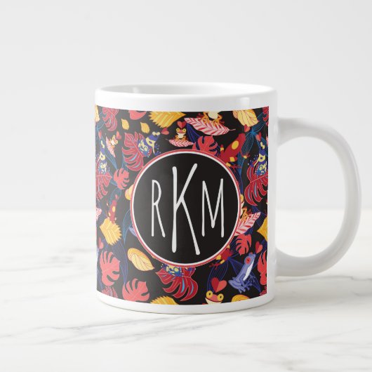 Muster der Frösche| Monogramm Jumbo-Tasse (Rechts)