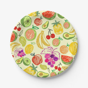 Muster der Fruchtdoodle Pappteller
