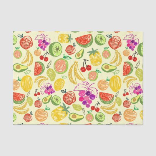 Muster der Fruchtdoodle Seidenpapier (Vorderseite)