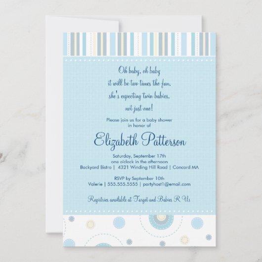 Muster der Fun Twin Boy Baby Dusche Einladung (Vorderseite)