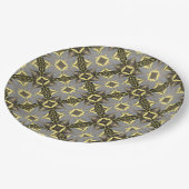 Muster der gelben, grauen und schwarzen Blume Pappteller (Schrägansicht)