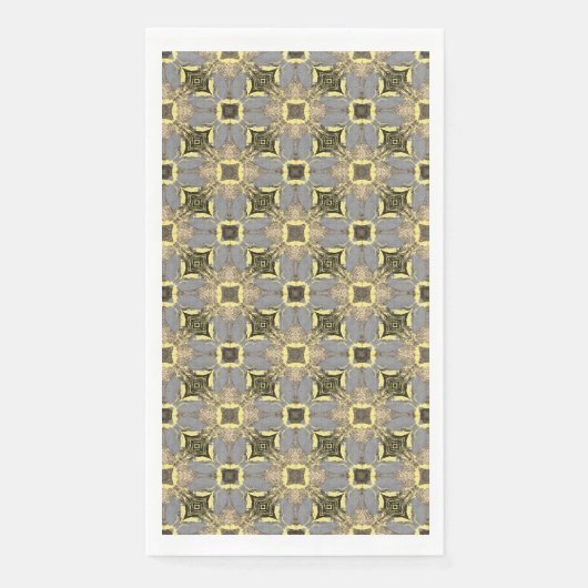 Muster der gelben, grauen und schwarzen Blume Serviette (Vorderseite)