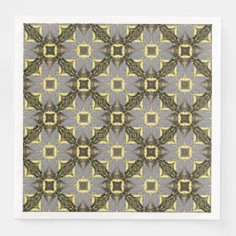 Muster der gelben, grauen und schwarzen Blume Serviette