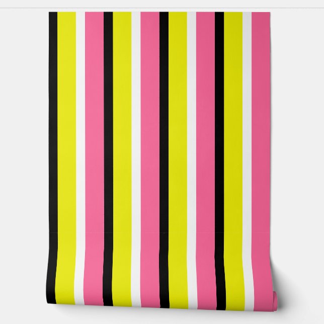 Muster der gelben rosa Streifen Tapete (Abrollen)