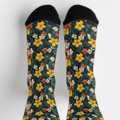 Muster der gelben tropischen Blume Socken (Oben)