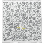 Muster der gelben und grauen Blütenvögel Duschvorhang (Vorderseite)