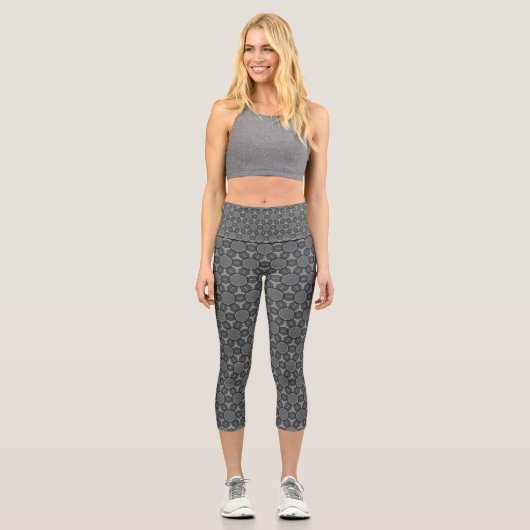 Muster der geometrischen Blume aus Stahl Capri Leggings (Vorderseite)