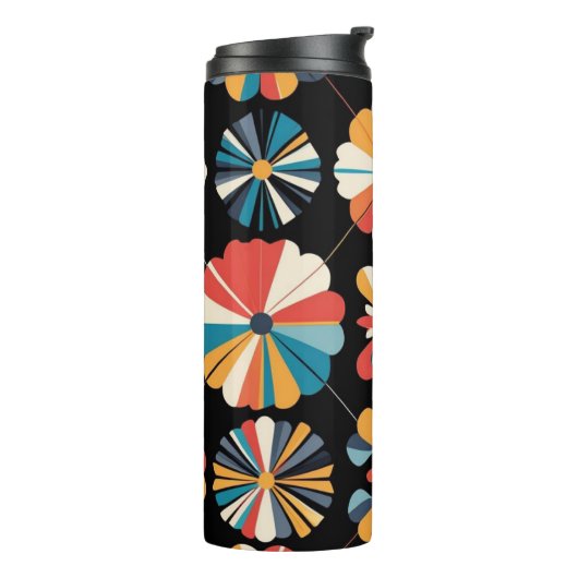 Muster der geometrischen Blume des Retro-Regenboge Thermosbecher (Nach links gedreht)
