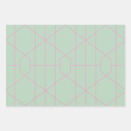Muster der geometrischen Linien Minze grün und ros Geschenkpapier Set (Vorderseite 3)