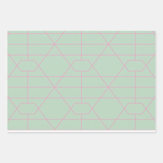Muster der geometrischen Linien Minze grün und ros Geschenkpapier Set (Vorderseite 2)
