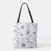 Muster der gezeichneten floralen Kontur Grau/Wht I Tasche (Rückseite)