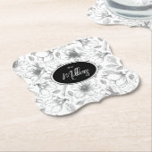 Muster der gezeichneten floralen Kontur Grau/Wht I Untersetzer (angewinkelt)