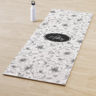 Muster der gezeichneten floralen Kontur Grau/Wht I Yogamatte