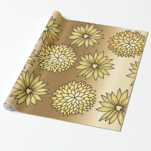 Muster der Gold-Blume Geschenkpapier (Ungerollt)
