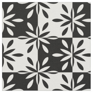 Muster der grafischen Blume Schwarz/Weiß Stoff