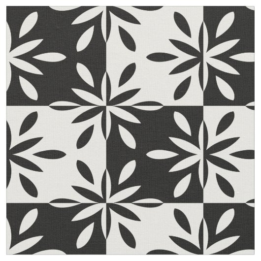 Muster der grafischen Blume Schwarz/Weiß Stoff (Nahaufnahme)